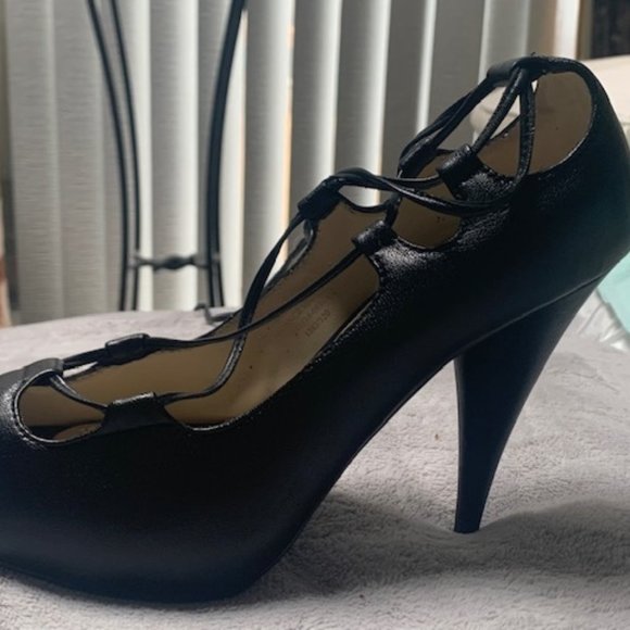Colin Stuart  Black Leather Tie Up Shoes/Heels - Picture 2 of 6